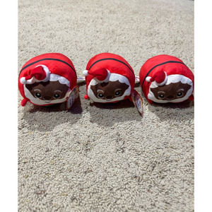 LOT 3 MOOSH MOOSH Flip-ems Reversible SANTA/JANGLE Red/Green TRIPLETS Plush C23